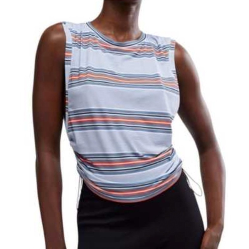 Free People Movement Tank Top Womens Medium Blue Orange Striped Excellent Active